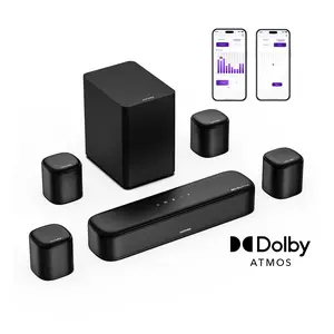 ULTIMEA 7.1ch Soundbar with Dolby Atmos, Surround Sound System for TV with 4 Surround Speakers, Sound Bar for Smart TV with App Control, Soundbar with Subwoofer for Home Theater, HDMI eARC, Bluetooth, Aura A60#SummerVibes